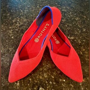 Rothy's The Point Women's 10W Chili Red Knit Fabric Ballet Flats Slip On Shoes